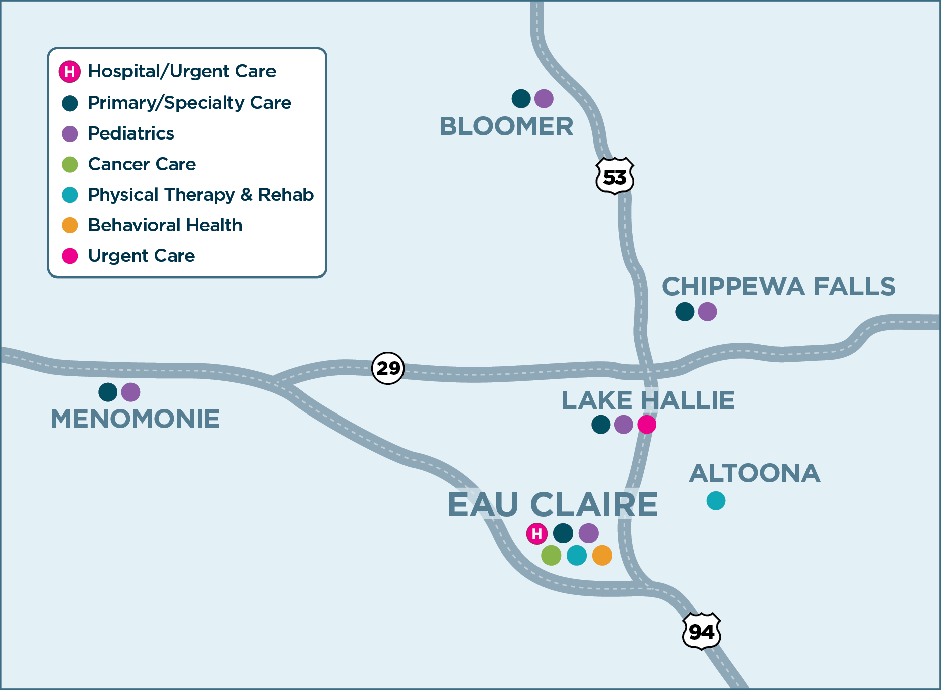 Eau Claire area map